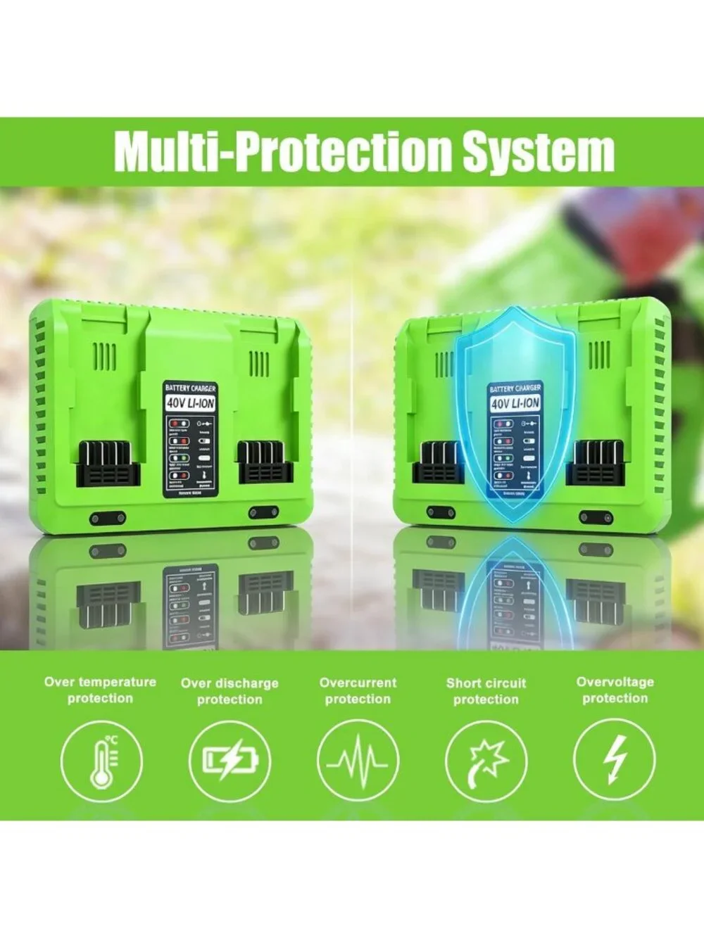 40V Dual-Port Battery Charger for Power Tools - Fast Charging, Compatible
